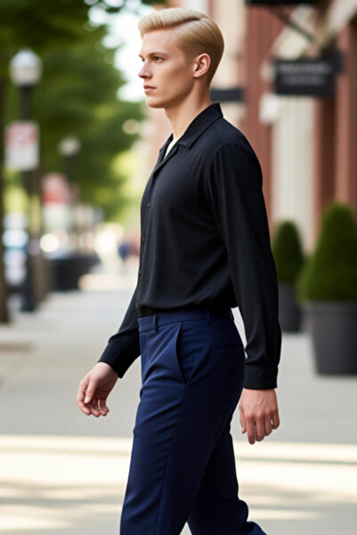 PayBuy Men's Linen Look Apache Collar Shirt Functional Durable Quality Comfortable Aesthetic Stylish