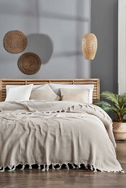 Mira Home سرير مزدوج بيكيه بيج بحري 200 × 230 سم