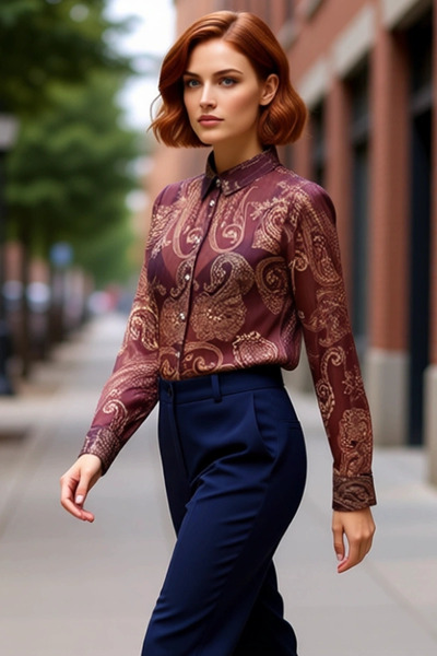 PayBuy Women's Shawl Patterned Yoryo Chiffon Shirt Functional Durable Quality Comfortable Aesthetic Casual