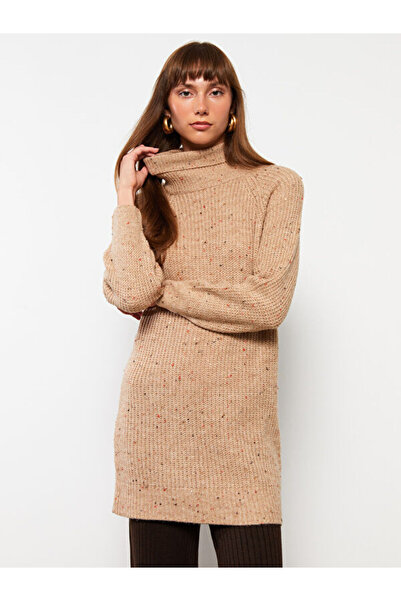 LC Waikiki Turtleneck Self Patterned Long Sleeve Women's Knitwear Tunic