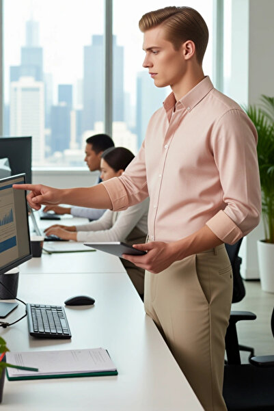 PayBuy Men's Relaxed Fit Long Sleeve Woven Shirt Design Offering Everyday Elegance and Comfort Durable