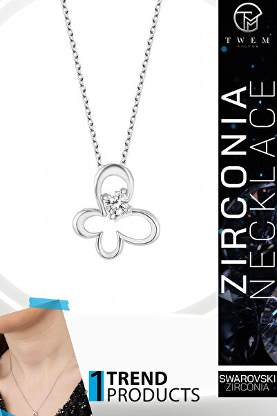 Twem Silver قلادة على شكل فراشة مرصعة بحجر الزركونيا من سواروفسكي |   الحرية ...