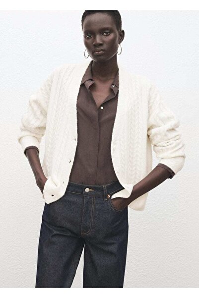 MANGO Woman Örgü desenli triko hırka