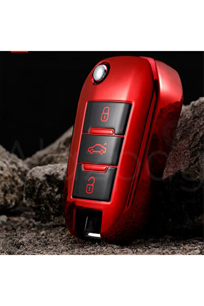 Alazpay Peugeot 208 301 307 308 508 2008 3008 Partner Glossy Tpu Key Case Cover (Silver)