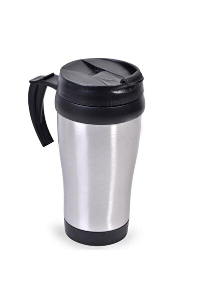 OEM Metal coffee cup with lid and black handle, 450 ml