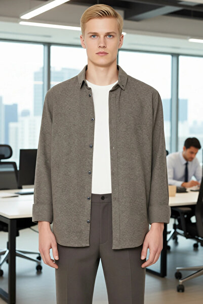 PayBuy Men's Slim Fit Button Collar Flannel Woven Long Sleeve Winter Shirt Casual and Smart Looks