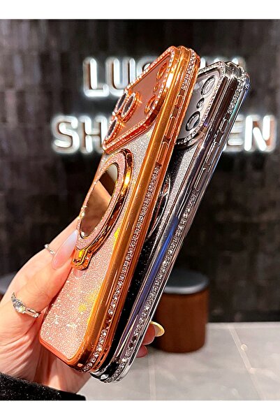 Generic Magnetic Glitter Case for iPhone 17 Pro Max，Makeup Mirror Holder，Diamond Edge，Gradient Luxury Cover