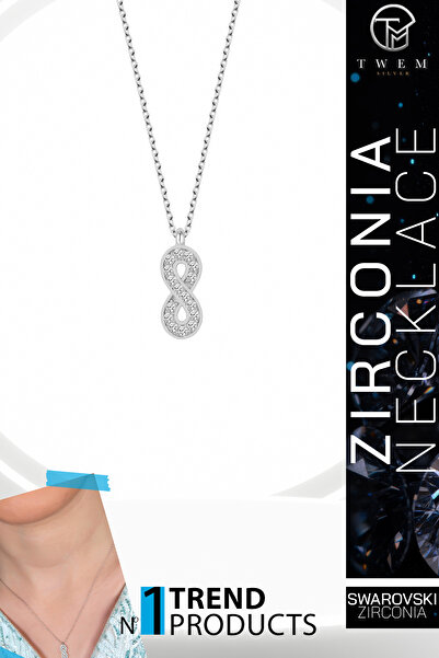 Twem Silver قلادة إنفينيتي مرصعة بحجر الزركونيا من سواروفسكي |   العلاقة الأب...