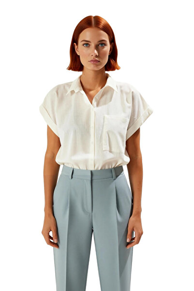 PayBuy Women's Woven Flared Cotton Shirt Regular Fit Short Sleeve Offers Beach and Casual Chic Stylish