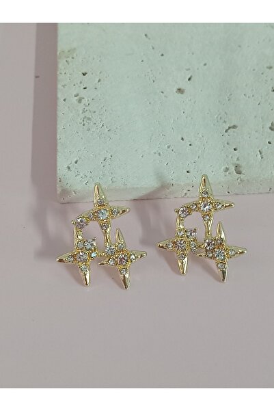 mos&more Gold Stone Stars Women's Earrings