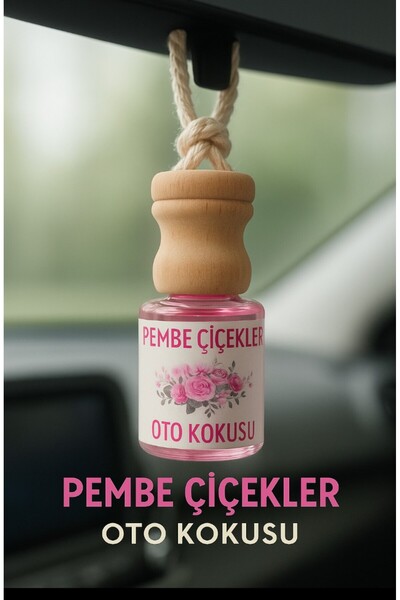 enas kozmetik OTO ARAÇ PEMBE ÇİÇEKLER PARFÜM KOKUSU 8 ML SİLİNDİR ŞİŞE