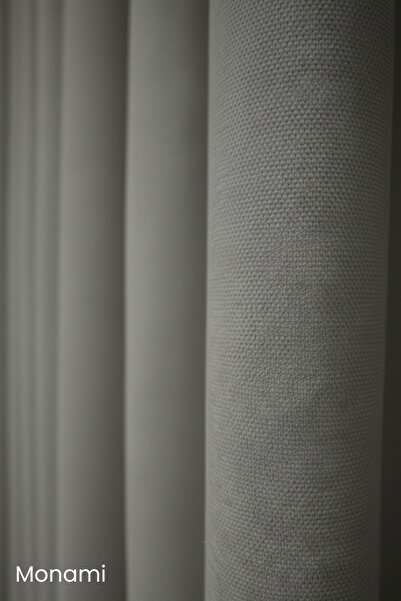 Monami Luxury First-Class Honeycomb Velvet Textured Gray Island Floor Curtain