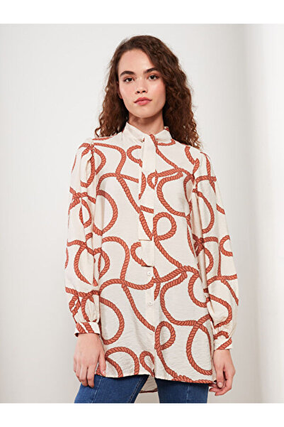 LC Waikiki Tie-up Collar Patterned Women's Tunic