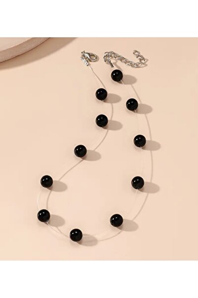 MYSTERY TAKI AKSESUAR Black Pearl Ghost Necklace