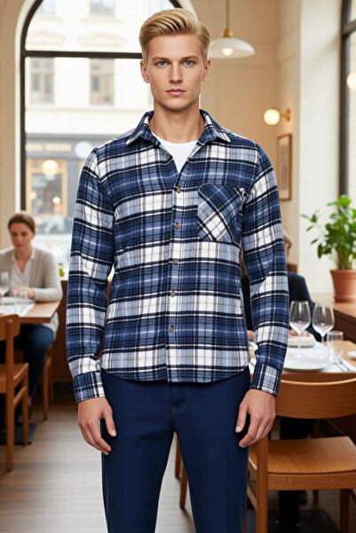 PayBuy Men's Plaid Patterned Slim Fit Flannel Lumberjack Shirt Functional Durable Quality Comfortable Stylish