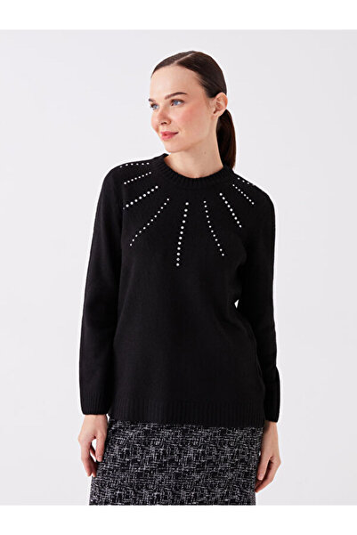 LC Waikiki Crew Neck Printed Long Sleeve Women's Knitwear Tunic