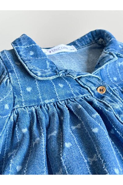 sobekidstore kız cocuk denim elbise günlük pamuklu mavi
