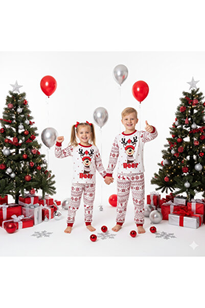 Masal Dünyası Bursa New Year / Christmas Patterned Baby / Child Unisex Model Pajama Set
