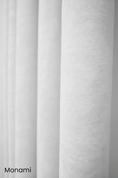 Monami Luxury First-Class Honeycomb Velvet Textured White Island Floor Curtain