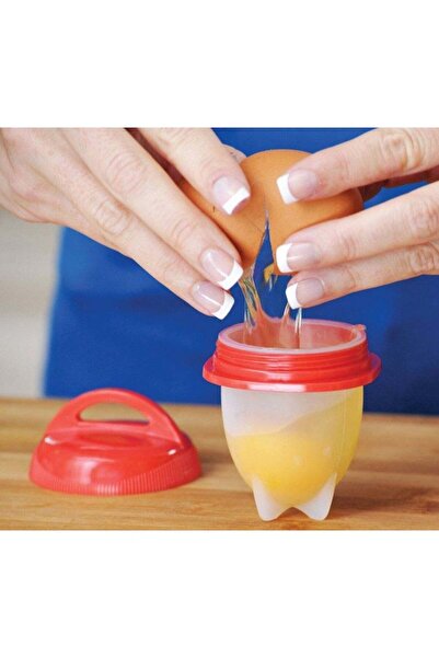 stuffix Set of 6 Silicone Egg Boiling Molds, White/Red