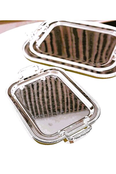 ELEGANT HOME Set of 3 high-quality stainless steel serving trays - Luxury Silver