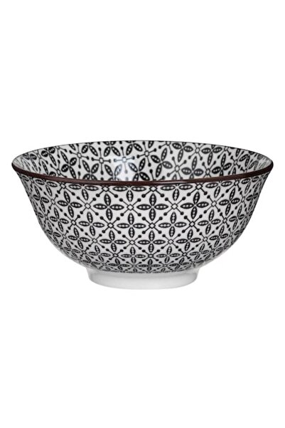OEM Beige and black patterned porcelain bowl 600ml