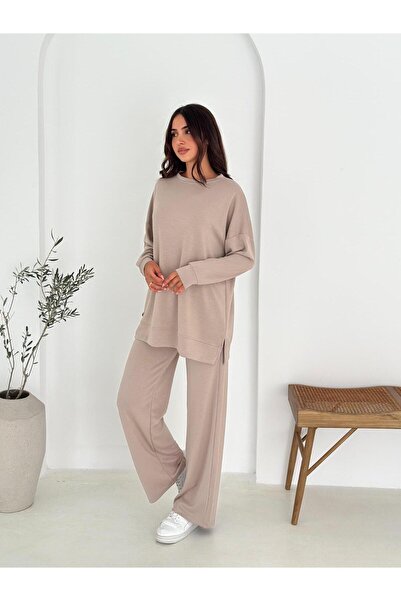 CİO KADIN MODAL SIFIR YAKA YANLARI YIRTMAÇLI EŞOFMAN TAKIMI