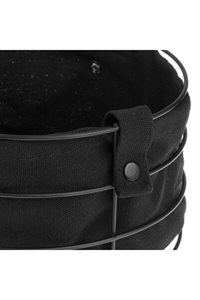OEM Serving basket, round, black, textile, metal base, 22x12cm