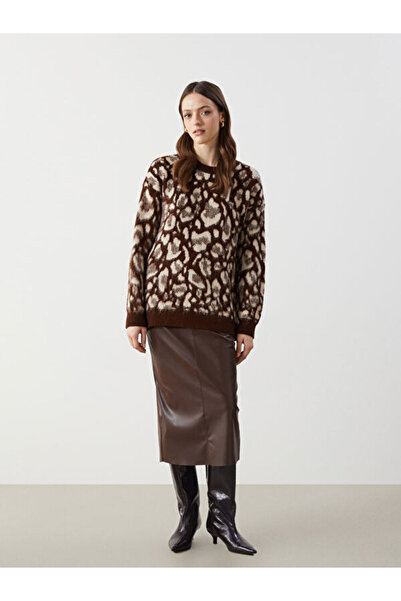 LC Waikiki Crew Neck Patterned Women's Knitwear Tunic