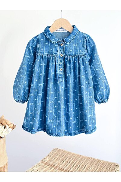 sobekidstore kız cocuk denim elbise günlük pamuklu mavi