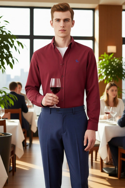 PayBuy Men's Oxford Woven Embroidered Shirt Functional Durable Quality Comfortable Aesthetic Premium