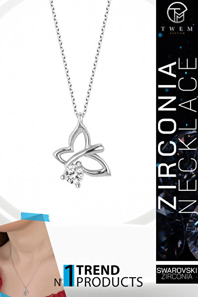 Twem Silver قلادة على شكل حشرة اليعسوب مرصعة بأحجار الزركونيا من سواروفسكي | ...