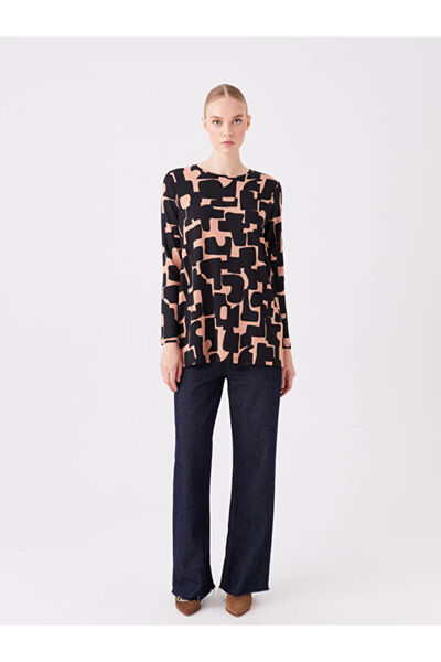 LC Waikiki Crew Neck Patterned Long Sleeve Women's Tunic