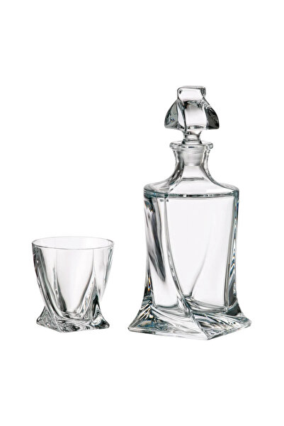 Bohemia Royal Crystal Decanter + 6 Quadro 340 ml Glasses Set - Bohemia Crystal