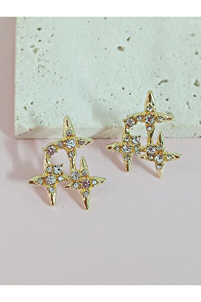 mos&more Gold Stone Stars Women's Earrings