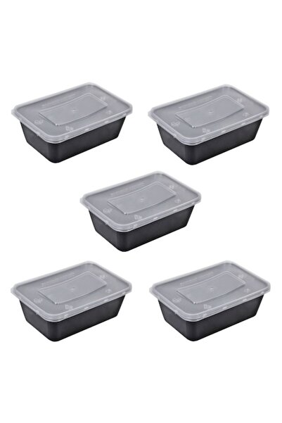 OEM Set of 5 food containers, plastic, 750 ml, black/transparent
