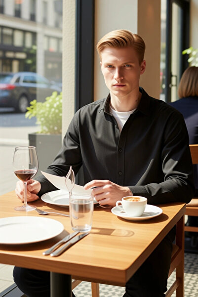 PayBuy Textured Fabric Men's Long Sleeve Regular Fit Shirt Functional Modern That Elevates Your Casual Style