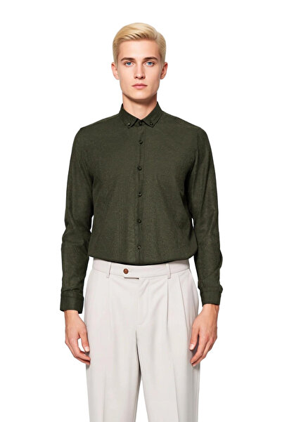 PayBuy Men's Slim Fit Button Collar Flannel Woven Long Sleeve Winter Shirt Casual and Smart Looks