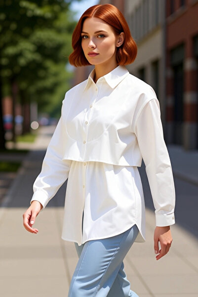 PayBuy Women's Long Sleeve Regular Fit Fold Detail Plain Woven Shirt Casual Elegance Women's Clothing Stylish