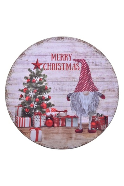 OEM Farfurie decorativă de Crăciun cu imprimeu de pitici, 40 cm