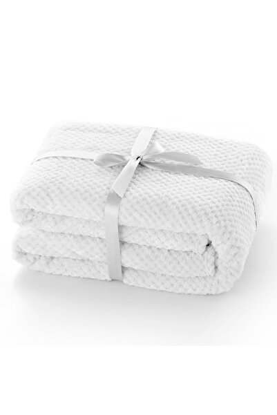 Deco King Patura in stil modern cu model jacquard in relief, Henry, 240 g/m2, 170x210 cm, alb