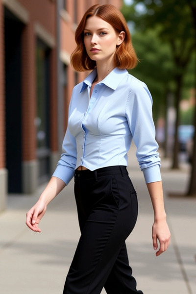 PayBuy Kadın İçin Bele Oturan Fitted Kesim Uzun Kollu Crop Gömlek Şık ve Mode...