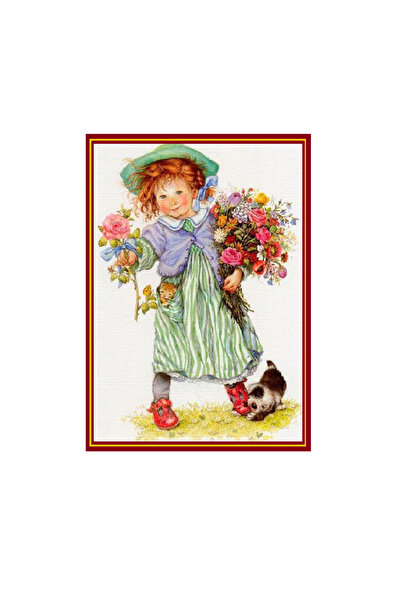 MATTELOT TOYS Set Painting with wooden frame and accessories, 5D Stone Gobelin, Flower Girl, 20 x 30 cm