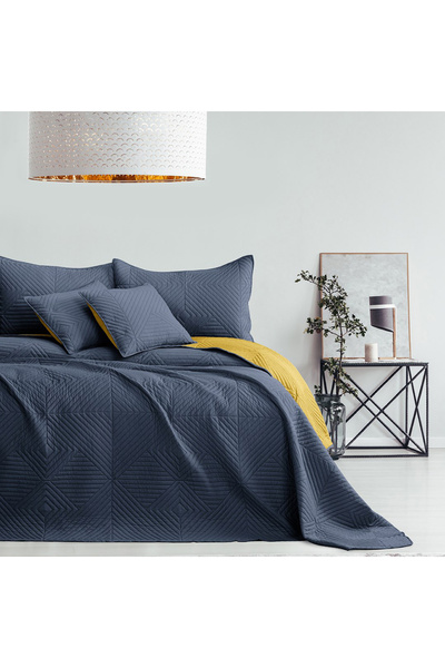 Amelia Home Quilted bedspread, Softa, density 70 g/m2, 170x210 cm, Indigo/Yellow