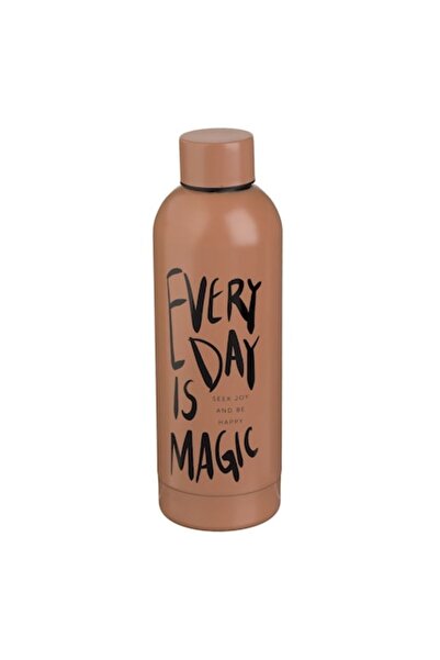 OEM Matte brown stainless steel insulated bottle "every day is magic" 520ml