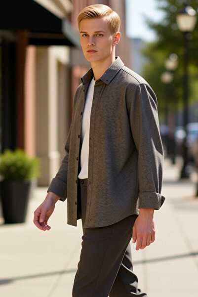 PayBuy Men's Slim Fit Button Collar Flannel Woven Long Sleeve Winter Shirt Casual and Smart Looks