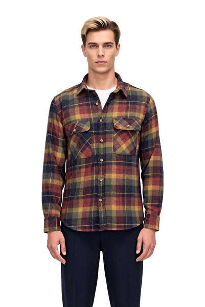 PayBuy Winter Lumberjack Shirt Men's Regular Fit Long Sleeve Checkered Woven Flannel Pocket Detail Aesthetic