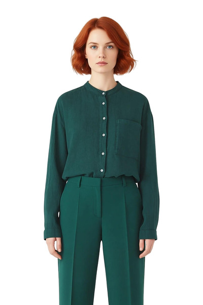 PayBuy Women's Petrol Oversized Mock Neck Shirt Functional Durable Quality Comfortable Aesthetic Sports