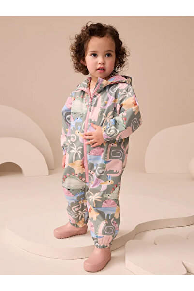 Next Baby Waterproof Various Pattern Fleece Lined Puddle Raincoat Jumpsuit