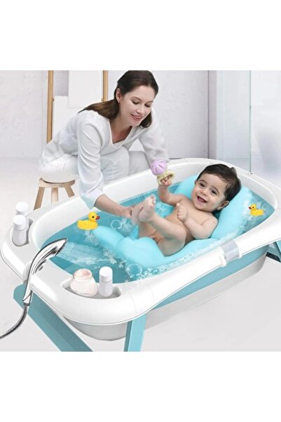 Bebelul Foldable Baby Bathtub with Cushion and Digital Thermometer – Blue